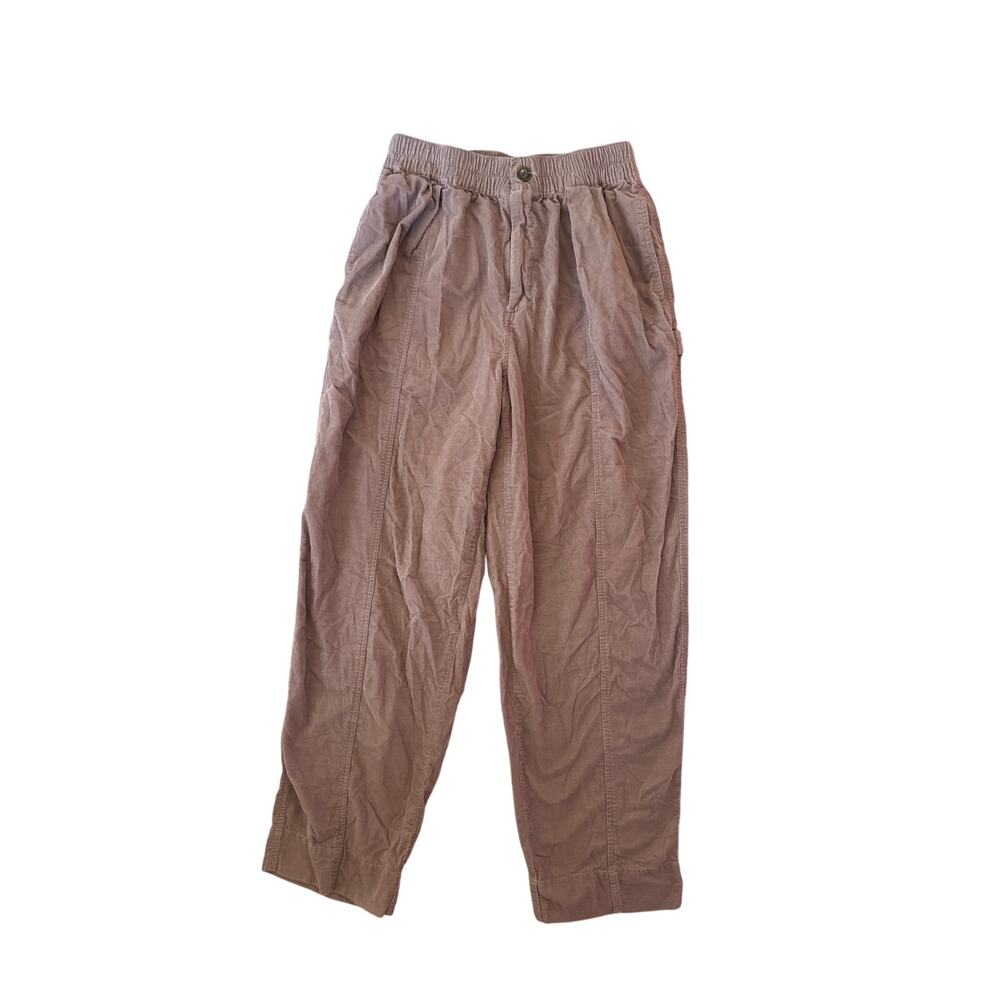 Women XXS Madewell NI290 Corduroy Pull-On Tapered Pants Fig Pink Pleats Cotton